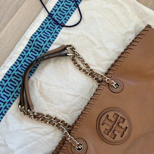 Tory Burch Slouchy Brown/Tan Leather Tote Bag